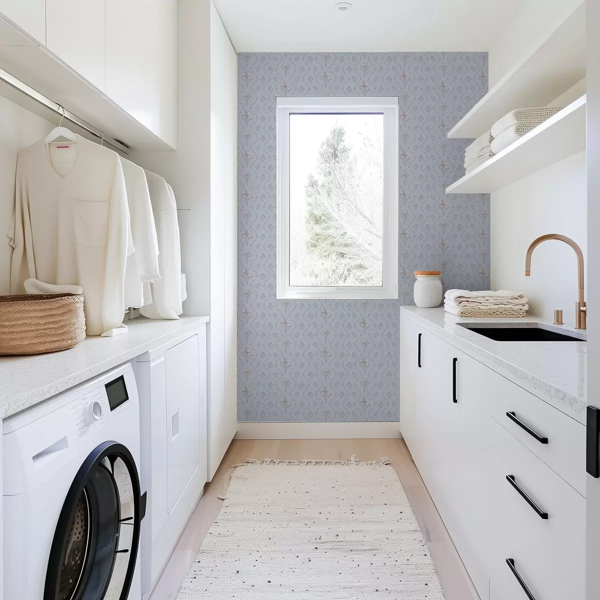 Позадина Мало цвеће и траке у бледоплавим тоновима a00808v1