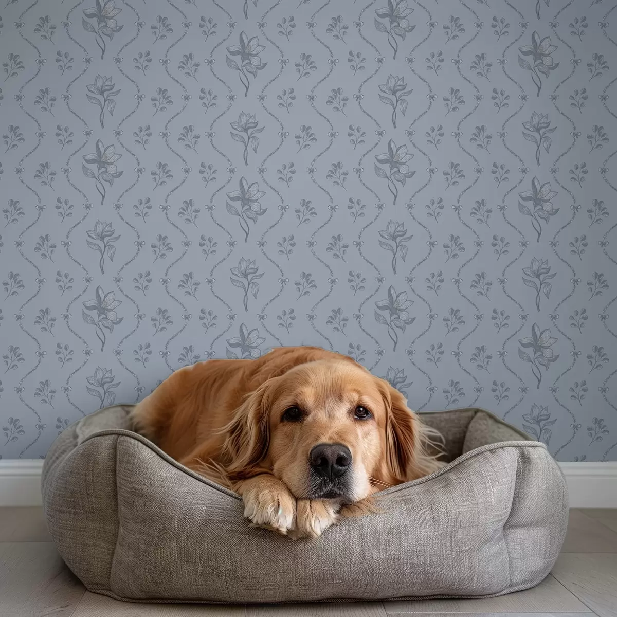 Позадина Мало цвеће и траке у сиво-плавој палети a00808v2