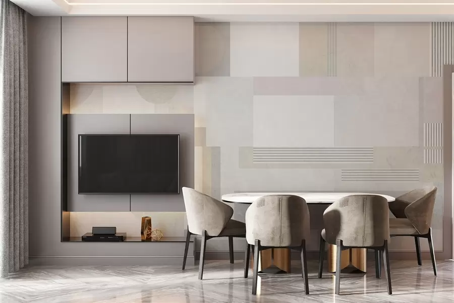 wall murals апстрактна геометрија у сивим и беж тоновима w04635