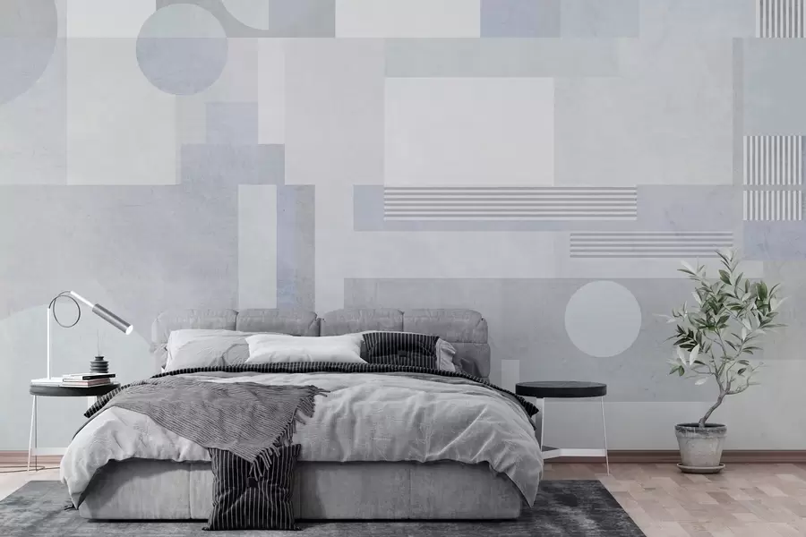 wall murals апстрактна геометрија у сиво-плавим тоновима w04635v2