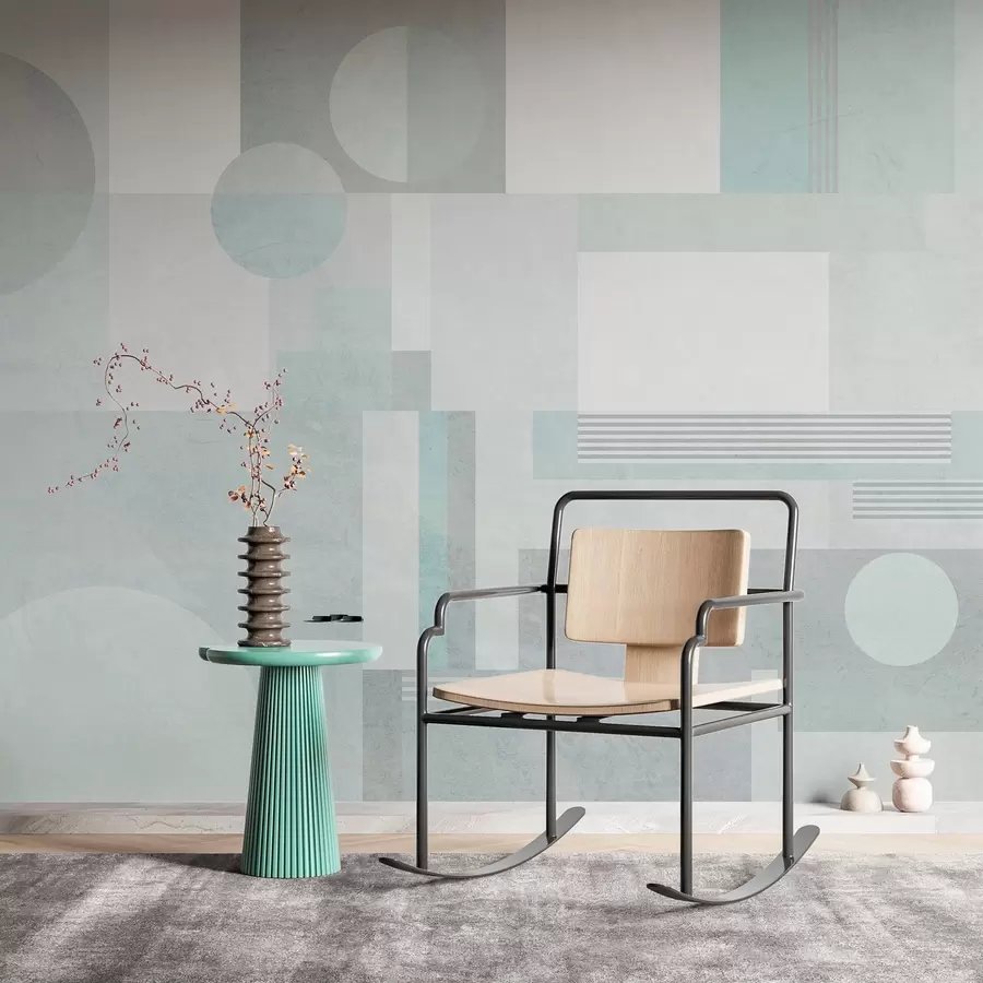 wall murals апстрактна геометрија у сиво-зеленим тоновима w04635v3