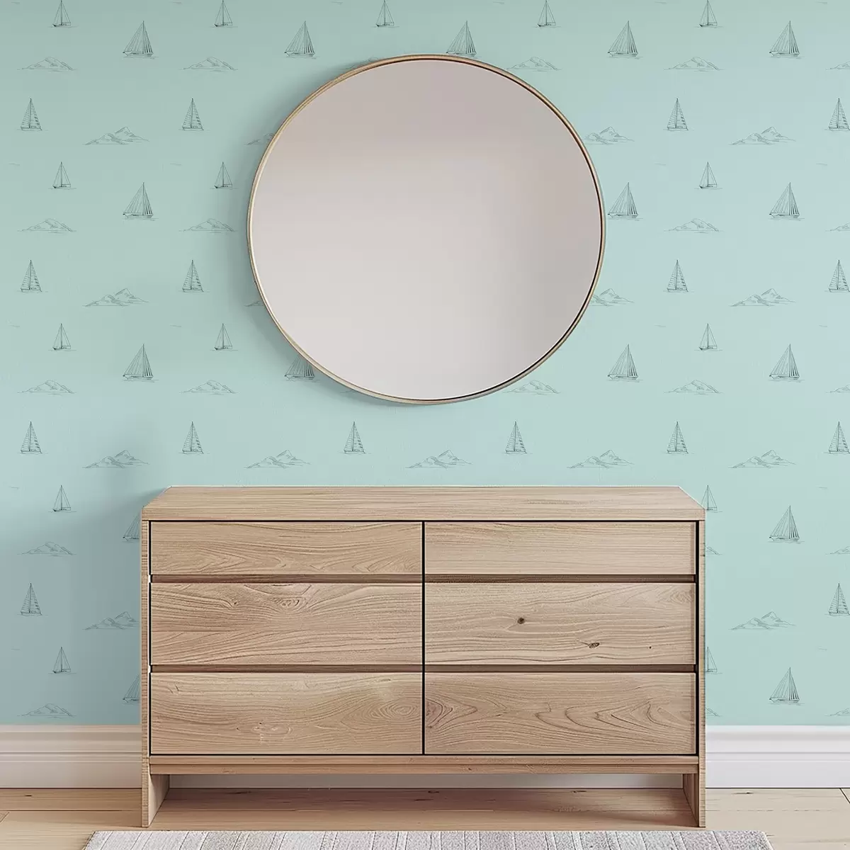 Позадина Скица јахти и острва, менто зелена позадина a00654v4