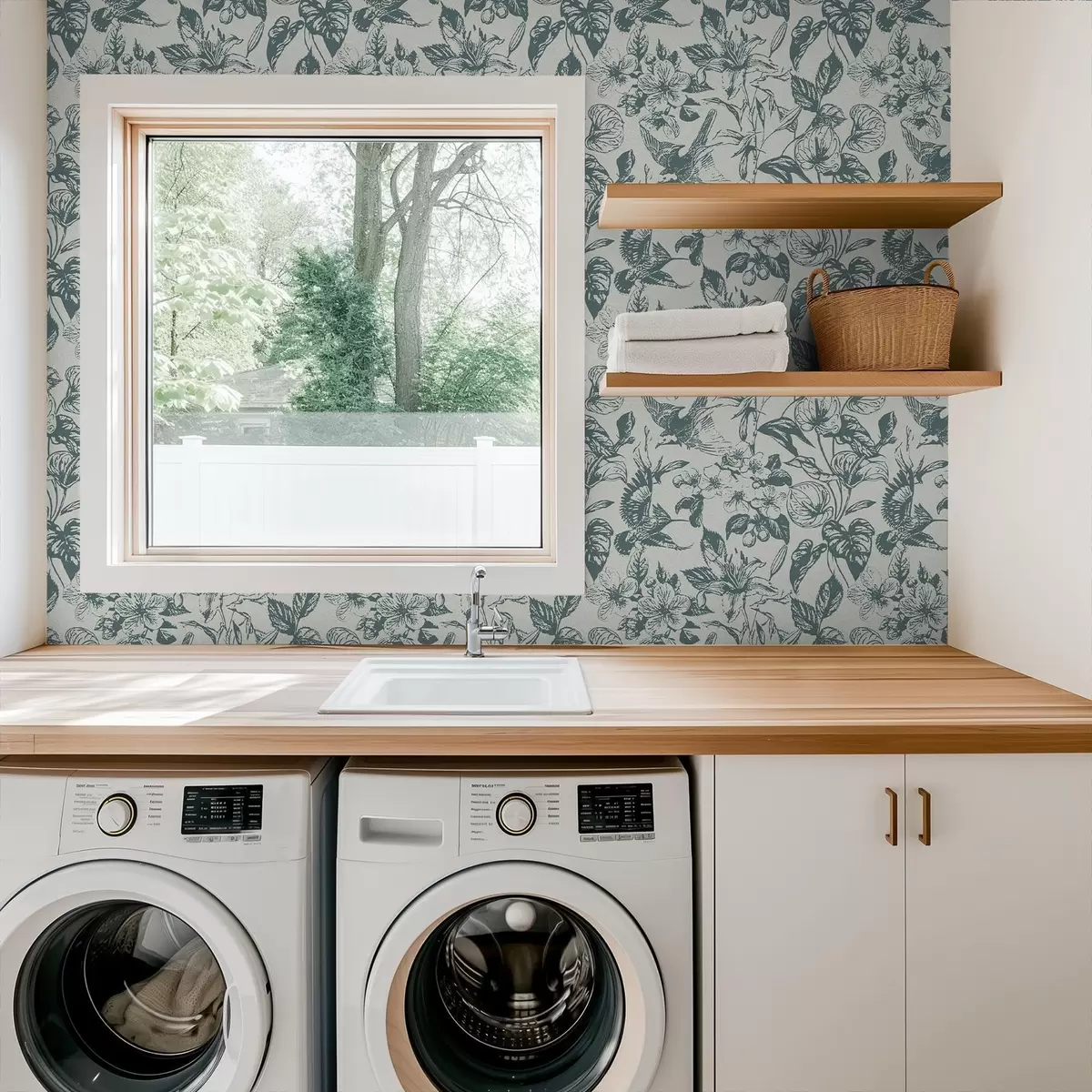 Позадина Монохроматски цветни орнамент са птицама a00737