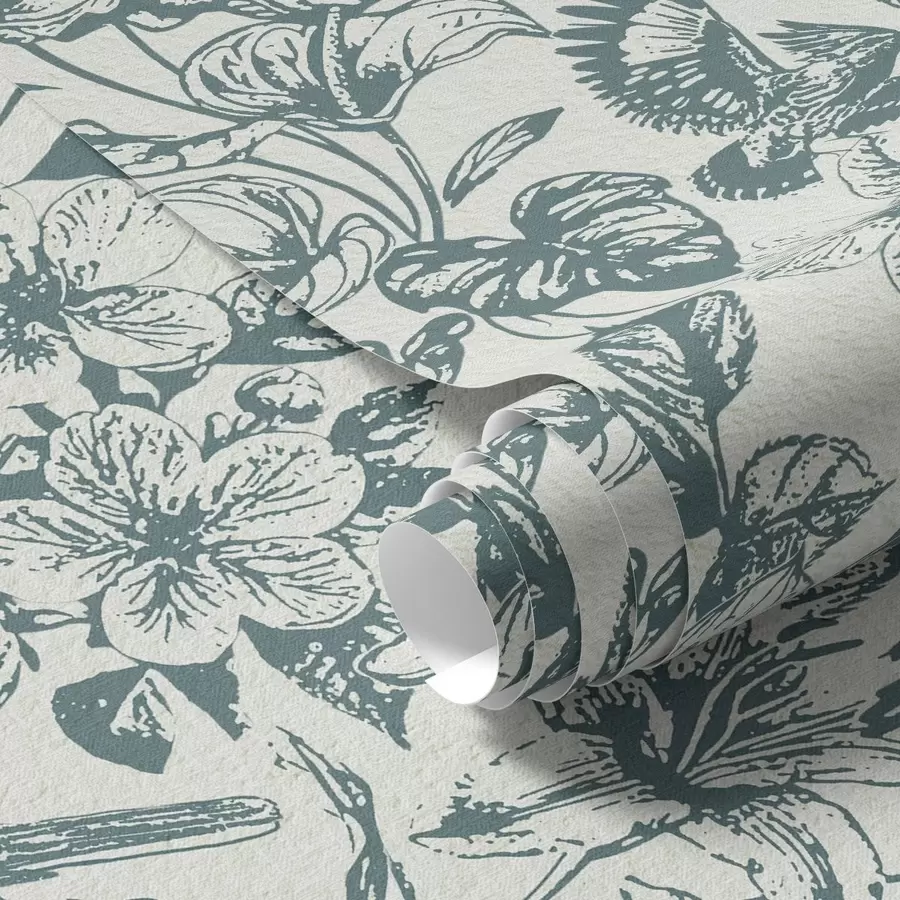 wall murals Монохроматски цветни орнамент са птицама a00737