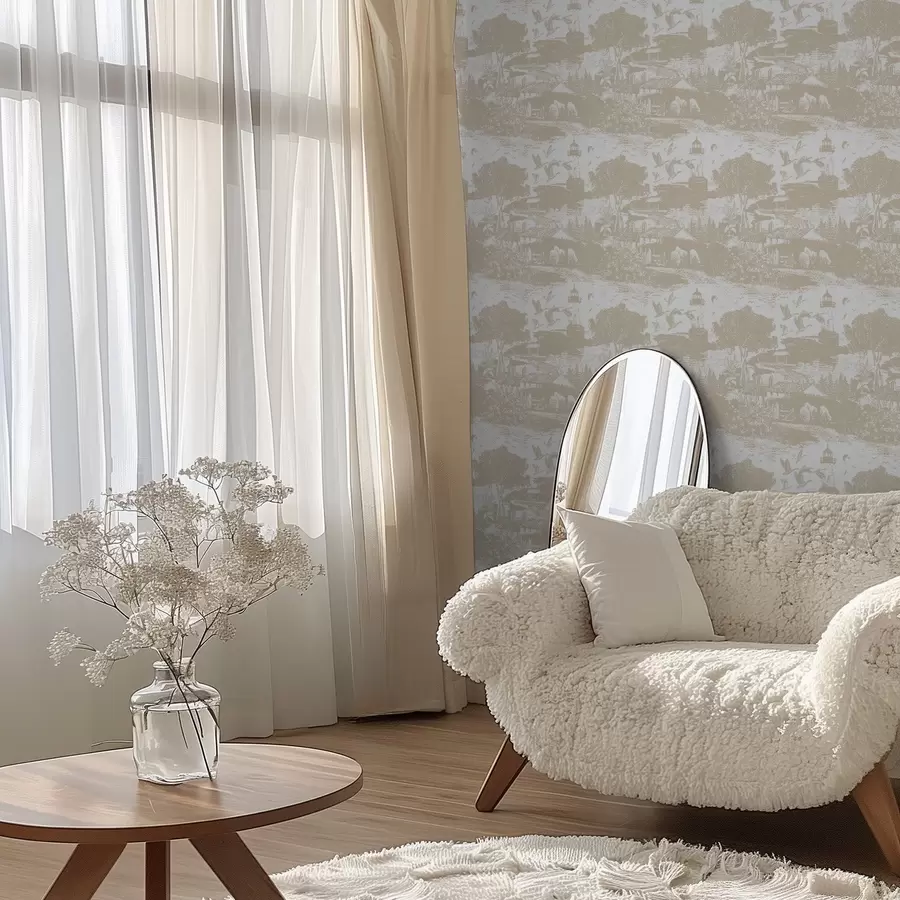 wall murals Сцена са светиоником, дрвећем и кућама у Сијени a00739