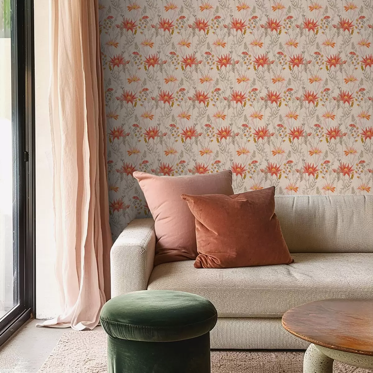 Позадина Дивље цвеће у топлим тоновима на беж позадини a00751