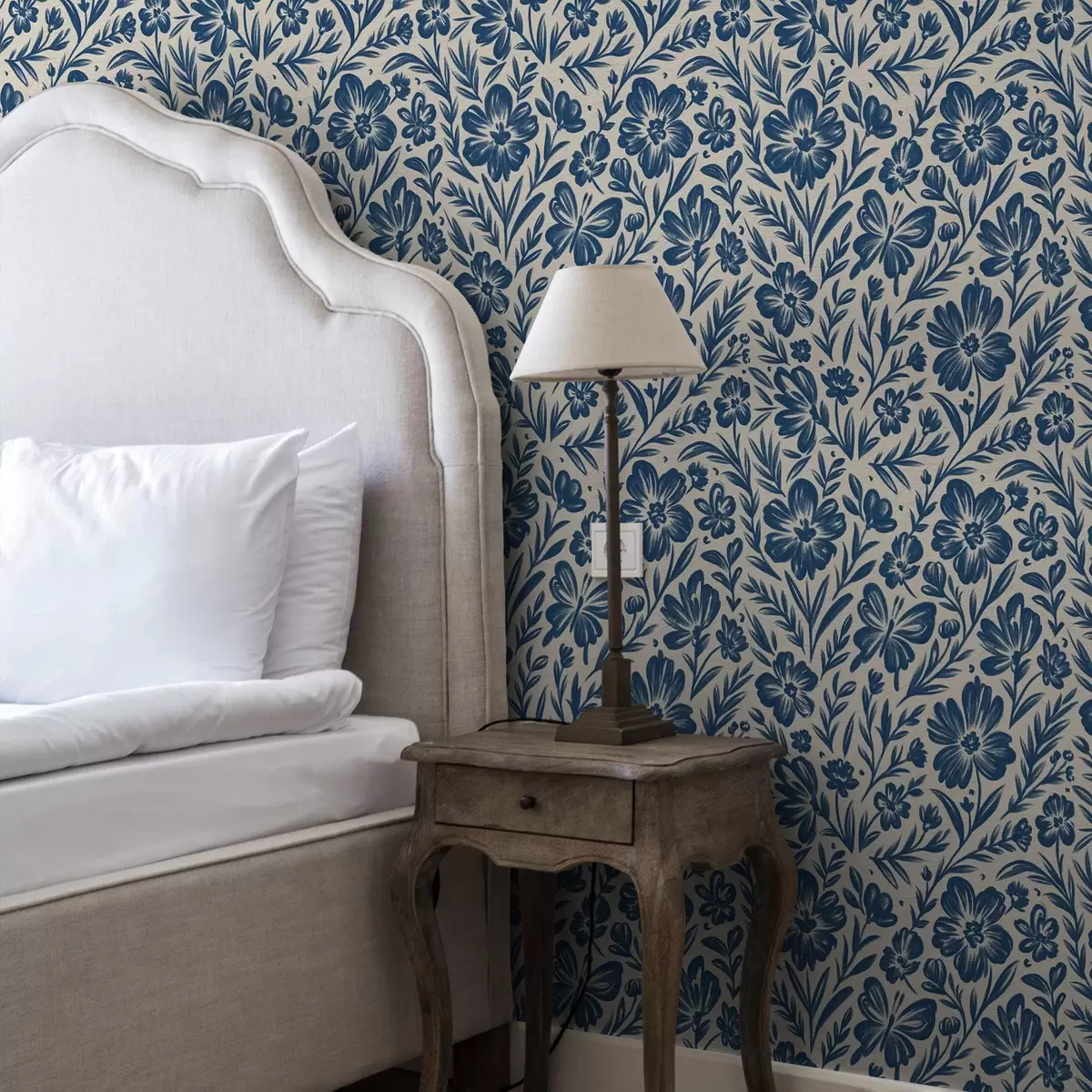 Позадина Плави цветни орнамент са лептирима a00758