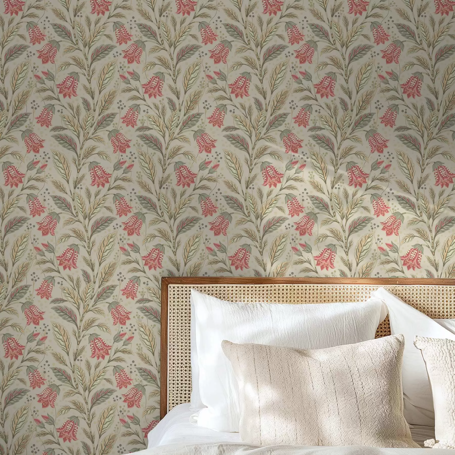 wall murals Мали цветови са звончићима у ружичасто-зеленој палети a00760