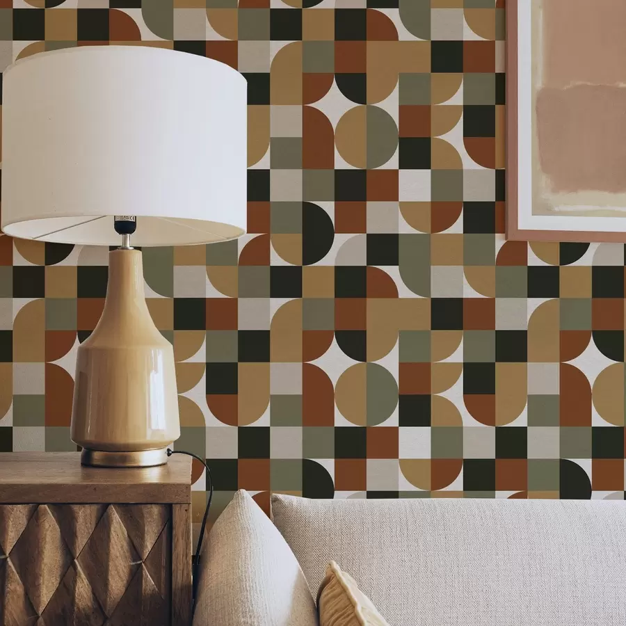 wall murals Модуларна геометрија у топлим земљаним тоновима a00770