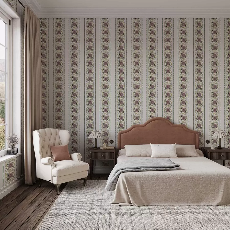 wall murals Вертикалне цветне пруге у лила-плавим тоновима a00809