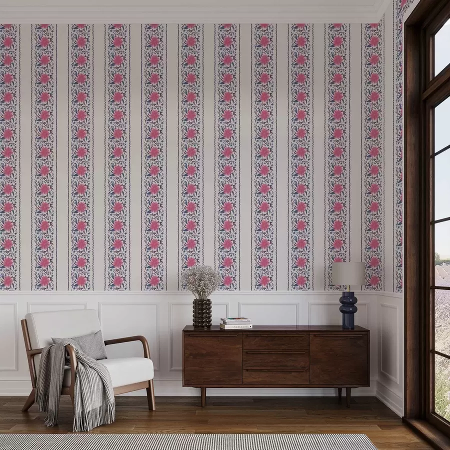 wall murals Вертикалне цветне пруге у ружичасто-љубичастим тоновима a00810