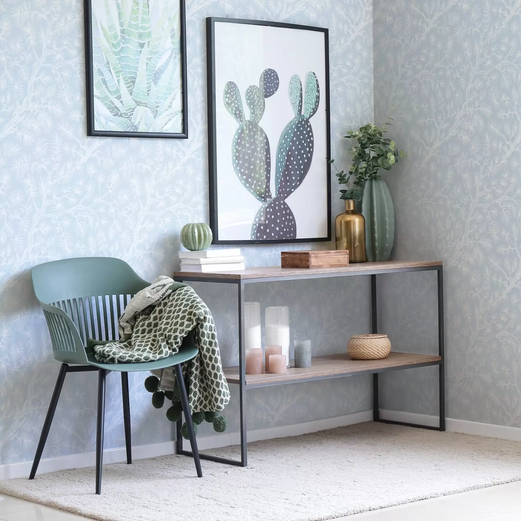wall murals Борове гране у светлим тоновима на плавој позадини a00838