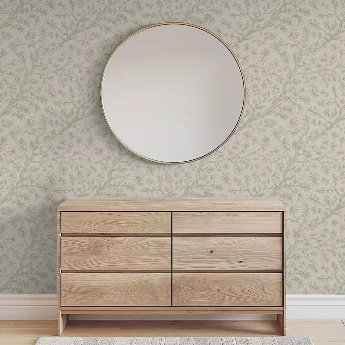 Позадина Борове гране у светлозеленим тоновима на беж позадини a00838v1