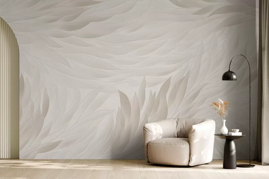 wall murals Таласасти листови у меким кремастим нијансама w04610