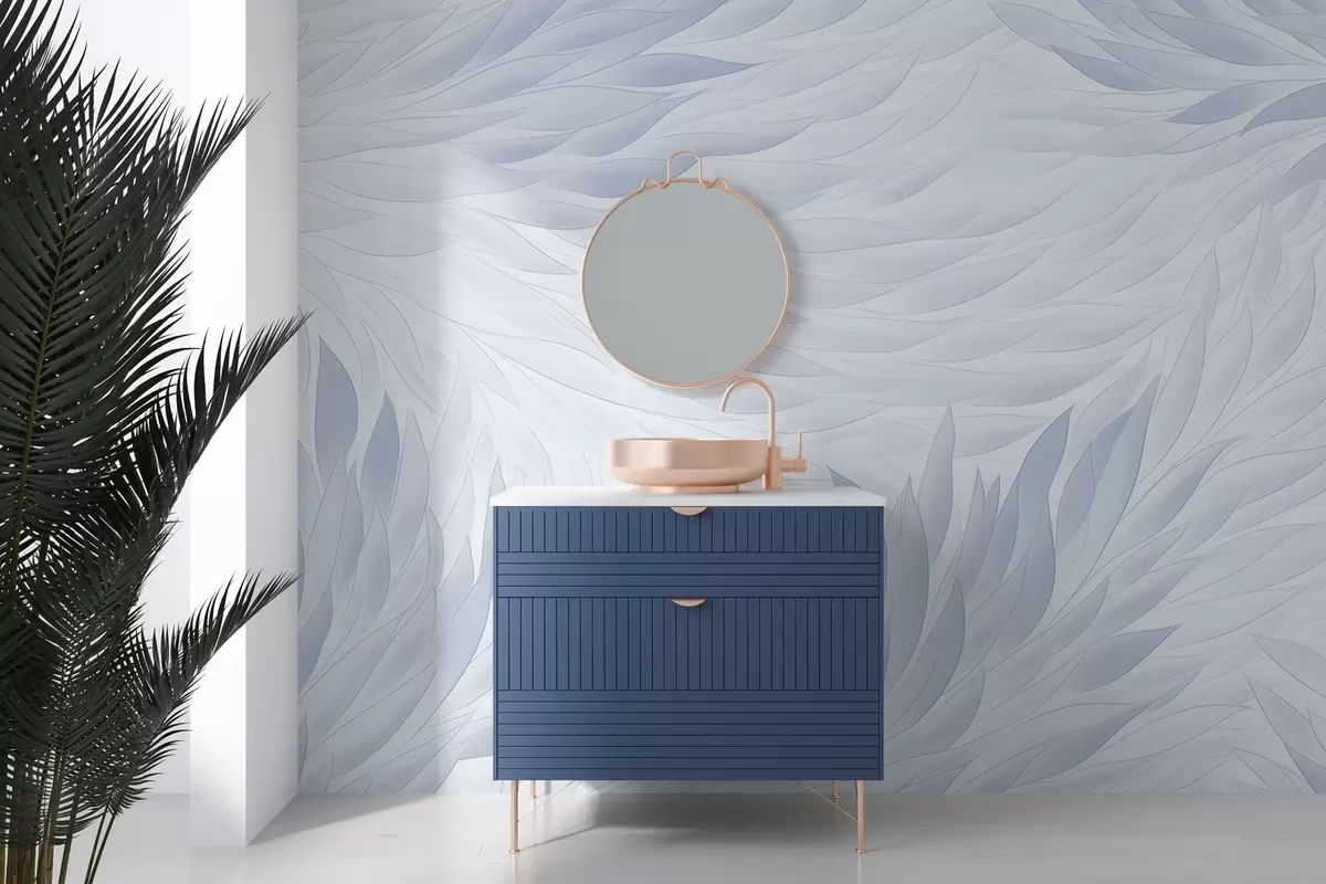 wall murals Таласасти листови у светло плавим тоновима w04610v1