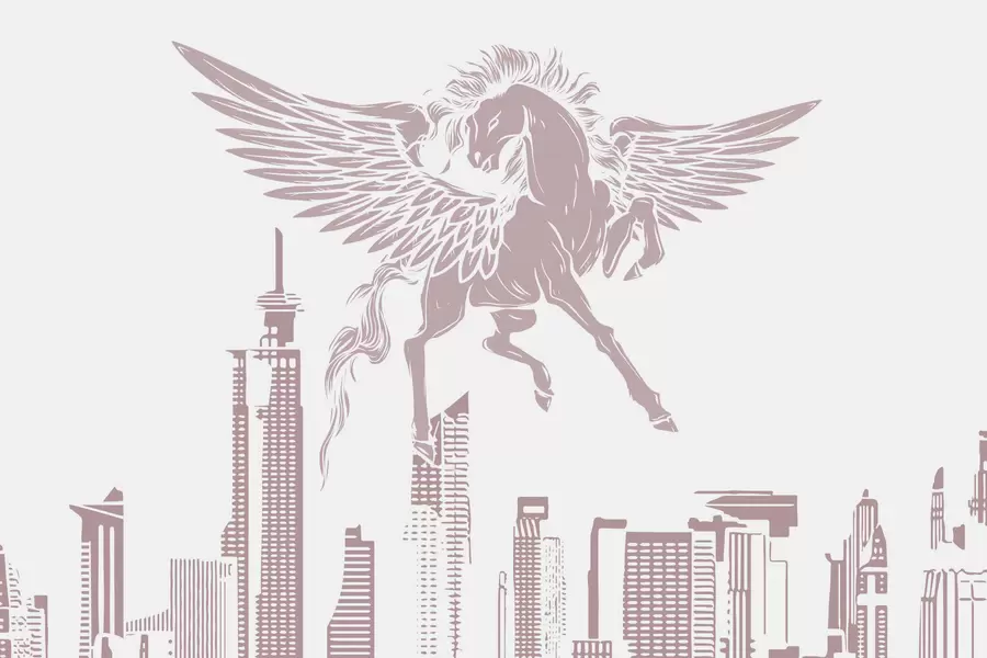 wall murals Пегаз изнад града w04777