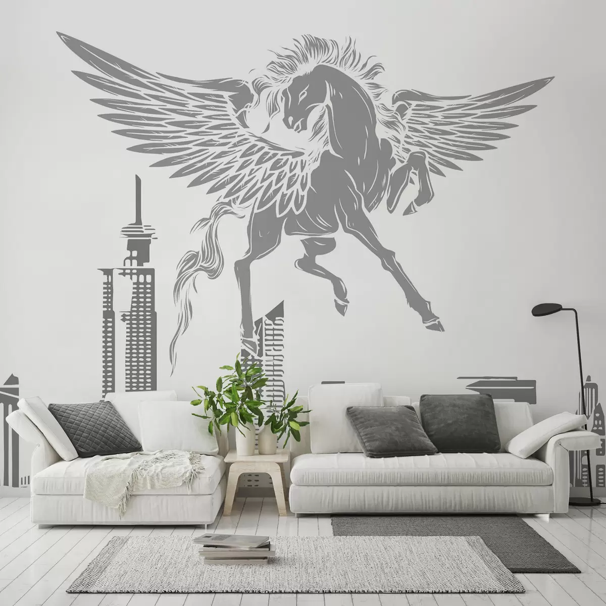 wall murals Пегаз изнад града w04777v2