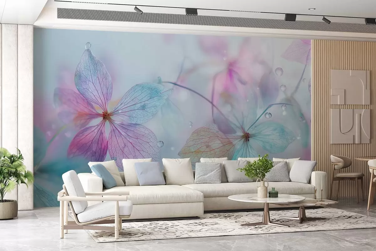 wall murals нежно цвеће са венама под водом w04809