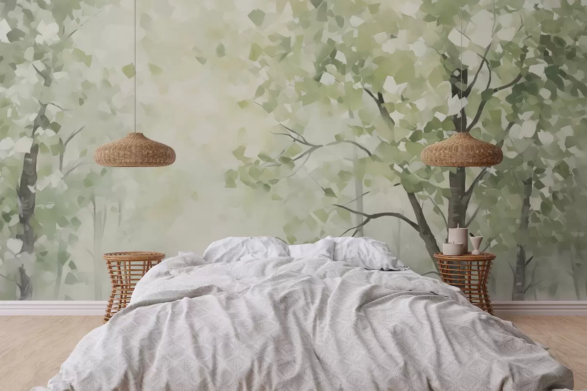 wall murals Апстрактно дрвеће имитација сликарства w04781