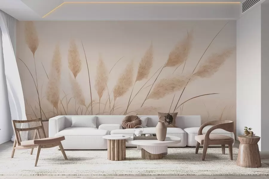 wall murals Мекана беж пампас трава на пољу w09324