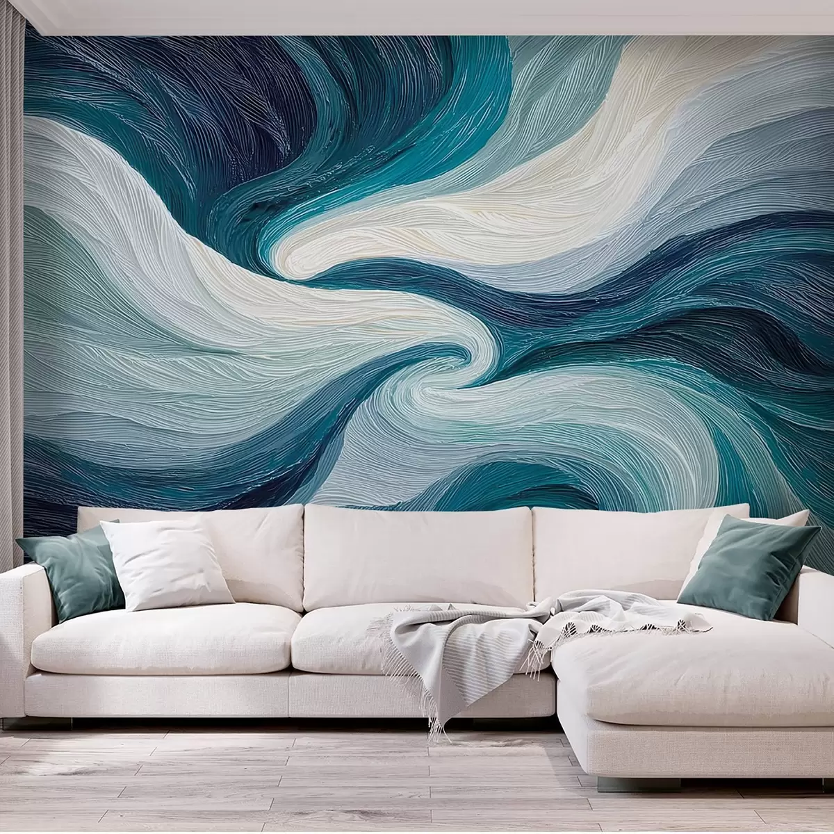wall murals Апстрактна вода и ветар у хладним тоновима w09453