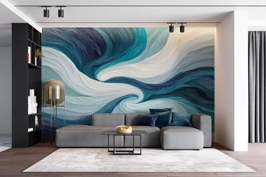 wall murals Апстрактна вода и ветар у хладним тоновима w09453