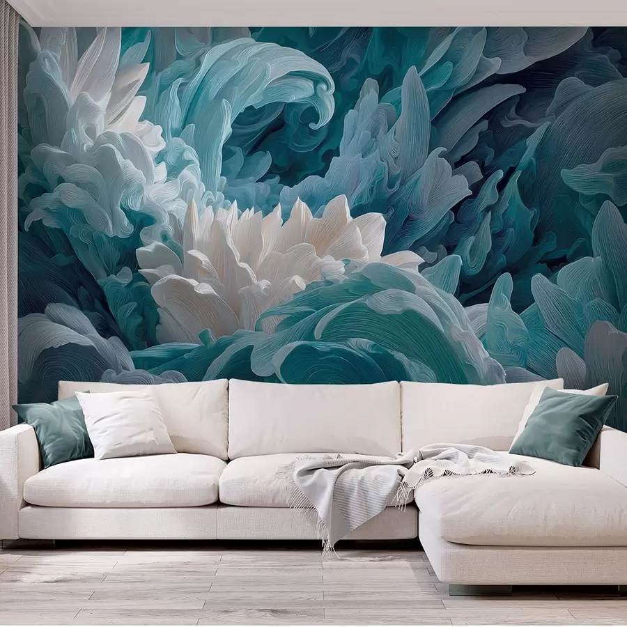 wall murals Плес латица и океанских таласа у плавим нијансама w09454