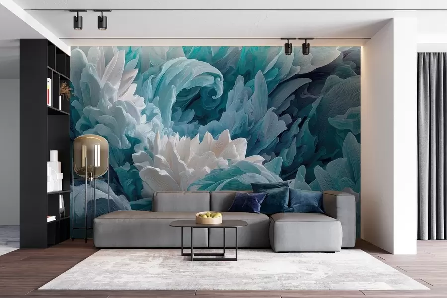 wall murals Плес латица и океанских таласа у плавим нијансама w09454