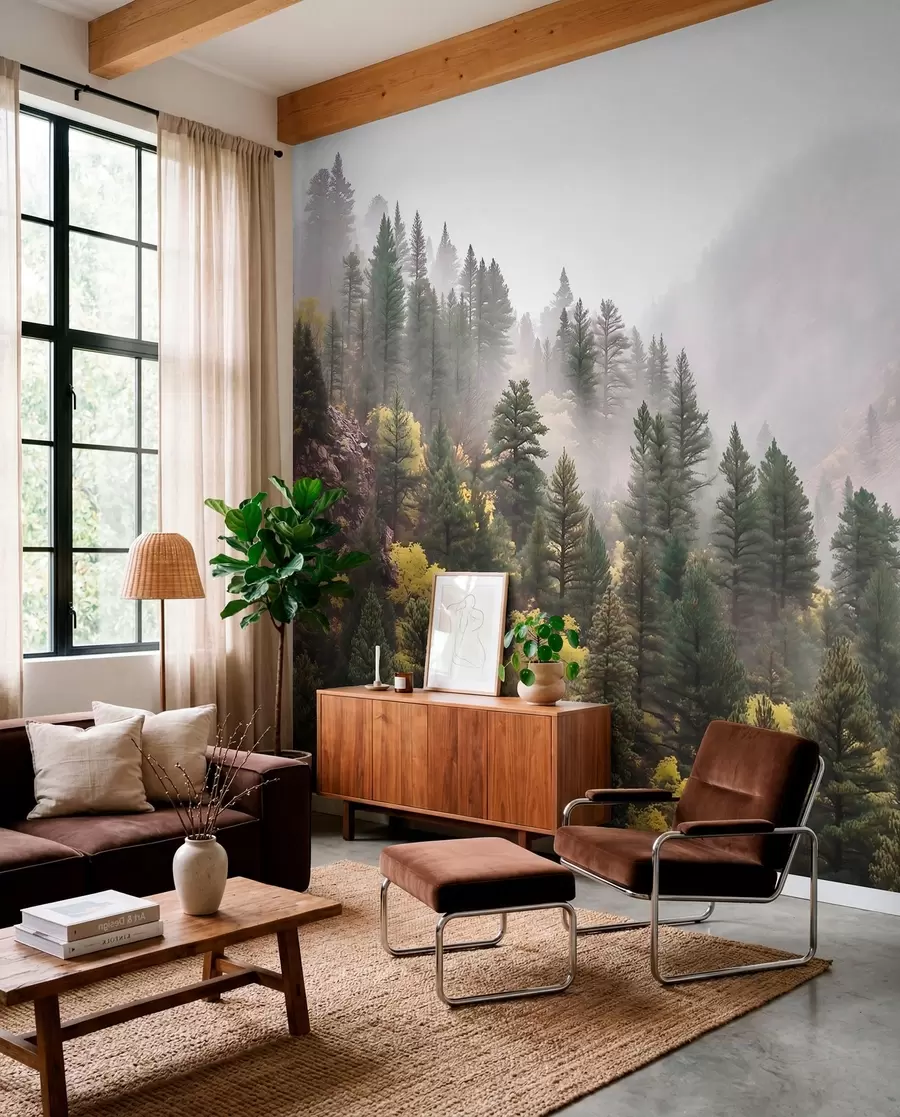 wall murals Šumovite padine u magli w09463