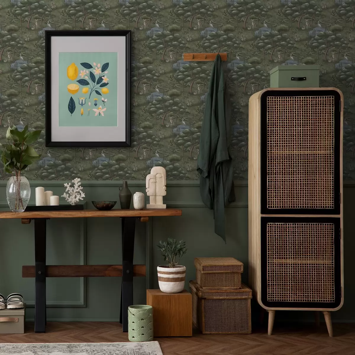 Позадина Шумска пропланак са ланади, зечевима и чапљама a00680