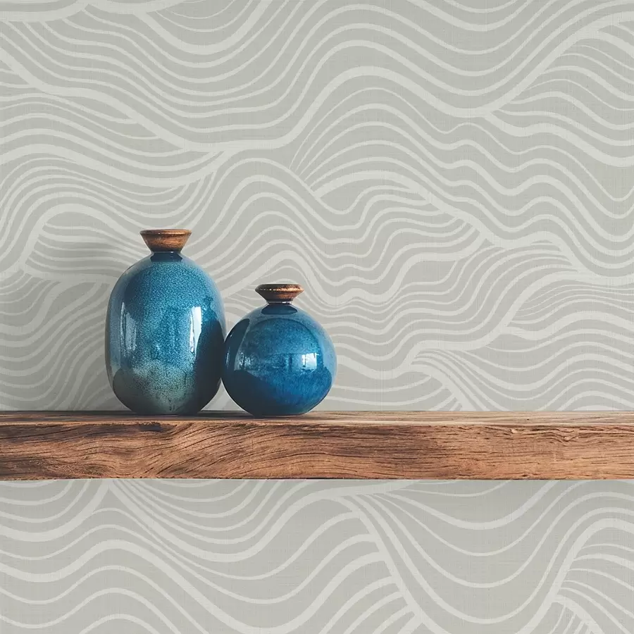 wall murals Таласи на сиво-маслинастој позадини са текстуром тканине a00681