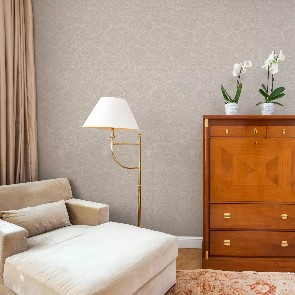 Позадина Таласасте линије у тону на топлој беж боји a00681v1