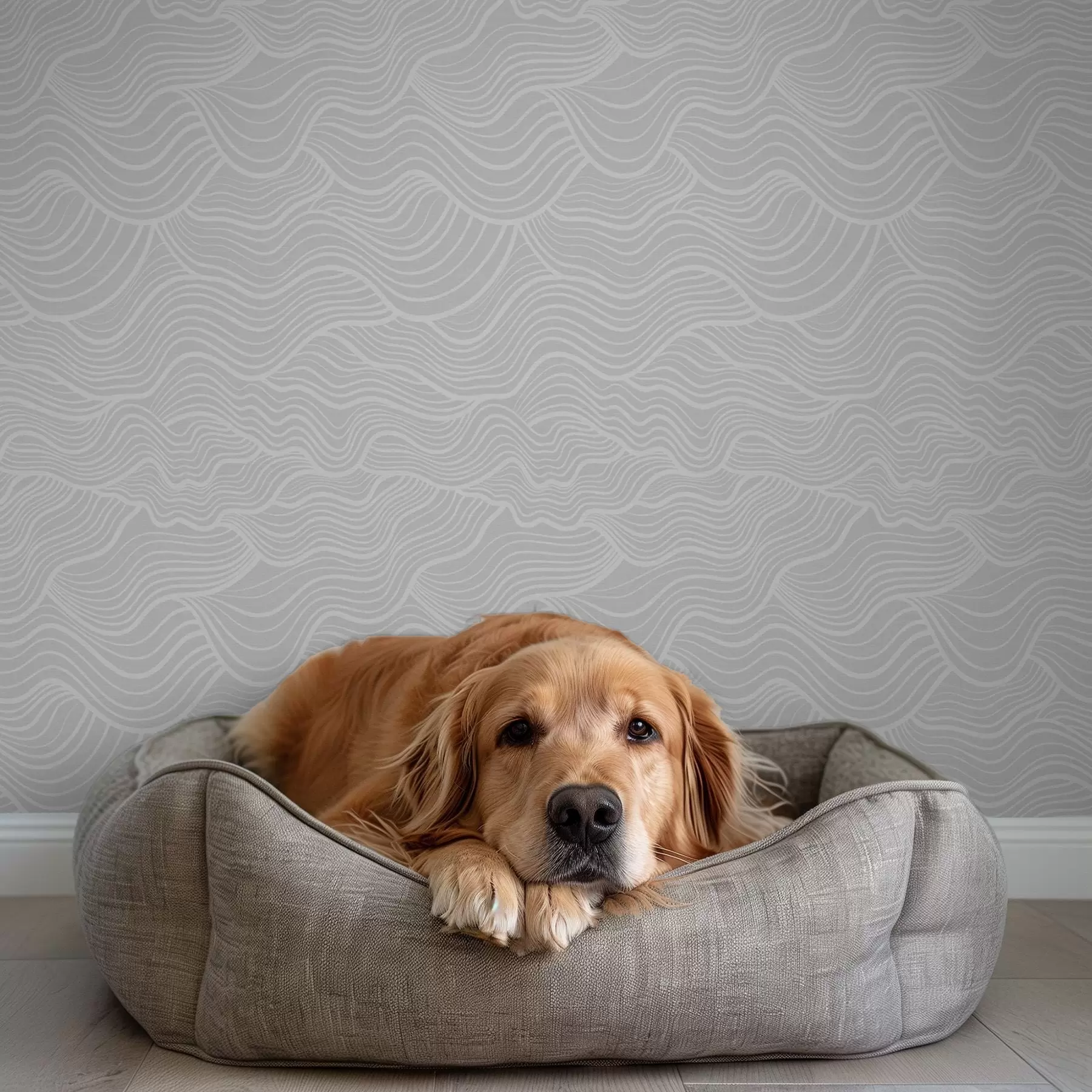 wall murals Таласасти орнамент: светле линије на сивој позадини a00681v2