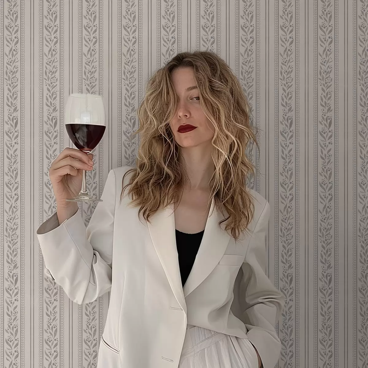 Позадина Пруге са чипком и сиво-беж гранчицама a00814