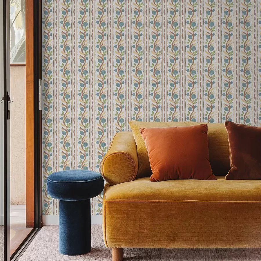 wall murals Вертикалне пруге букета са плавим цвећем a00816v2