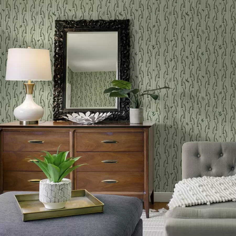 wall murals Густе зелене траве и изданци на менти са пругама a00819