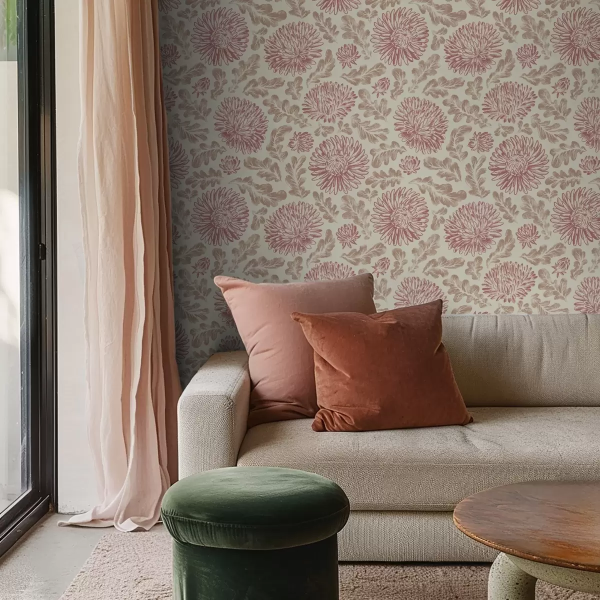 Позадина Хризантеме са винским акцентима на крему a00840v1