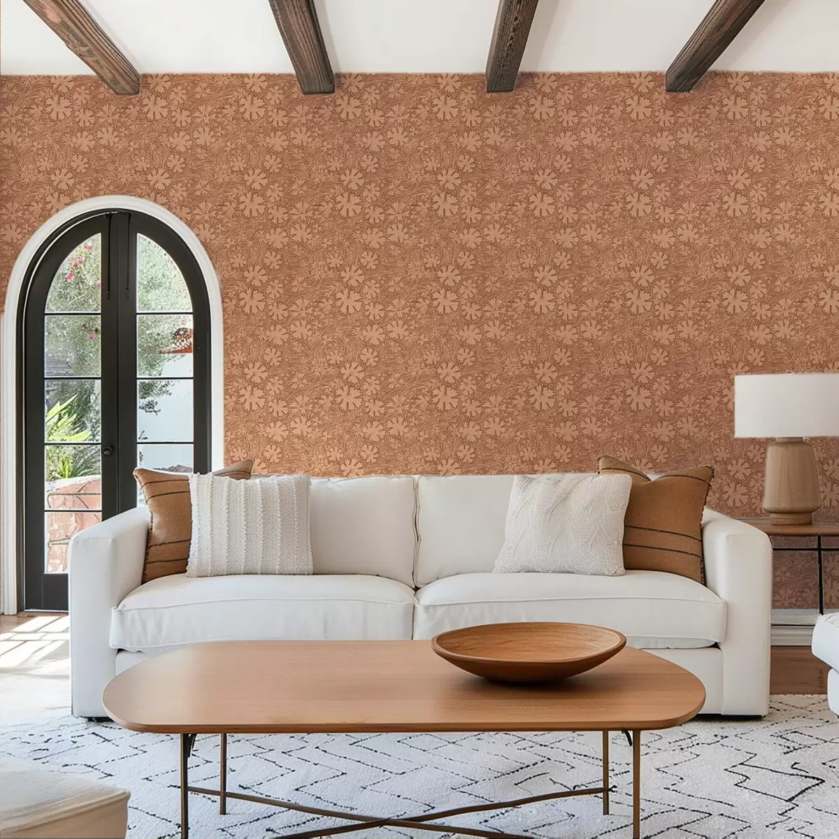 Позадина Пољско лишће и траве у теракота-беж палети a00847