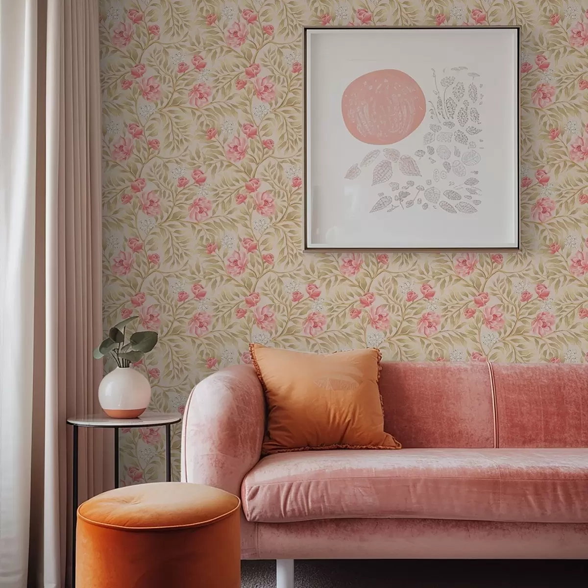 Позадина Ружичасти цветови, бели цвет и окер лишће a00855