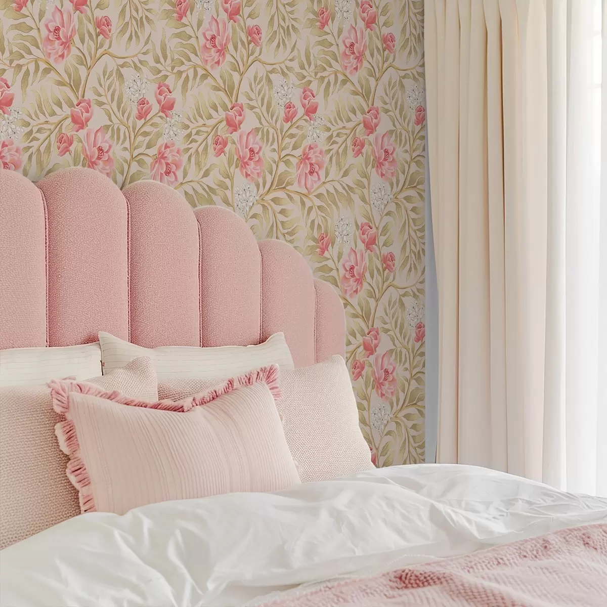 Позадина Ружичасти цветови, бели цвет и окер лишће a00855