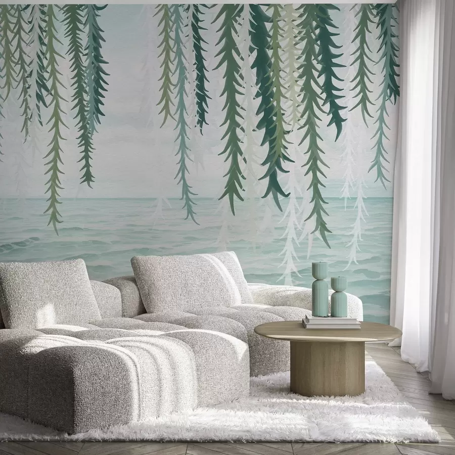 wall murals Нежне винове лозе висе над водом у акварелном стилу w04830