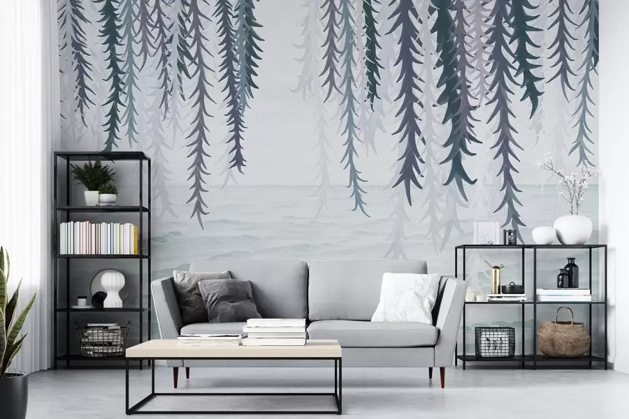 wall murals Нежне винове лозе висе над водом у акварелном стилу w04830v3