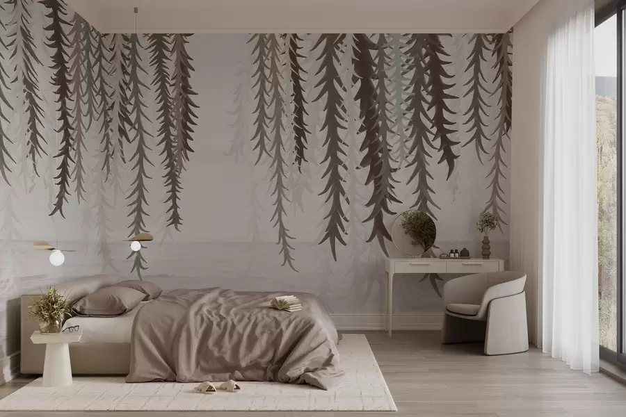 wall murals Нежне винове лозе висе над водом у акварелном стилу w04830v2