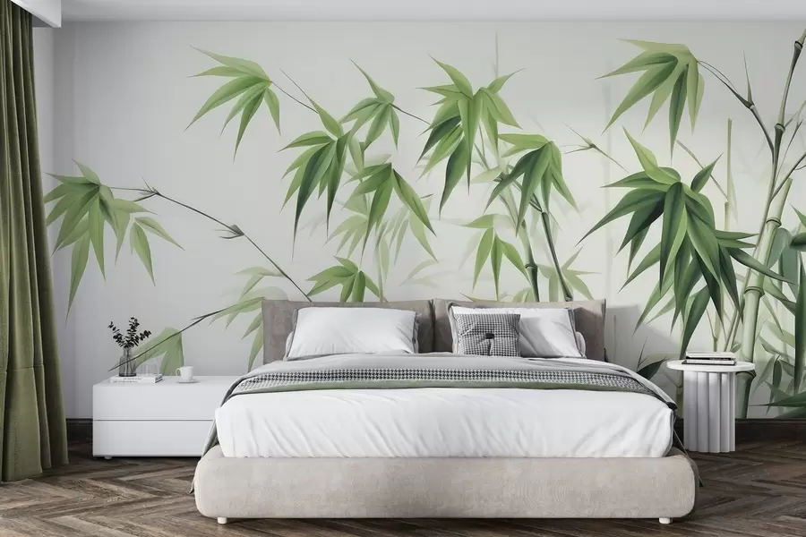 wall murals Бамбус на светлој акварелној позадини w04834