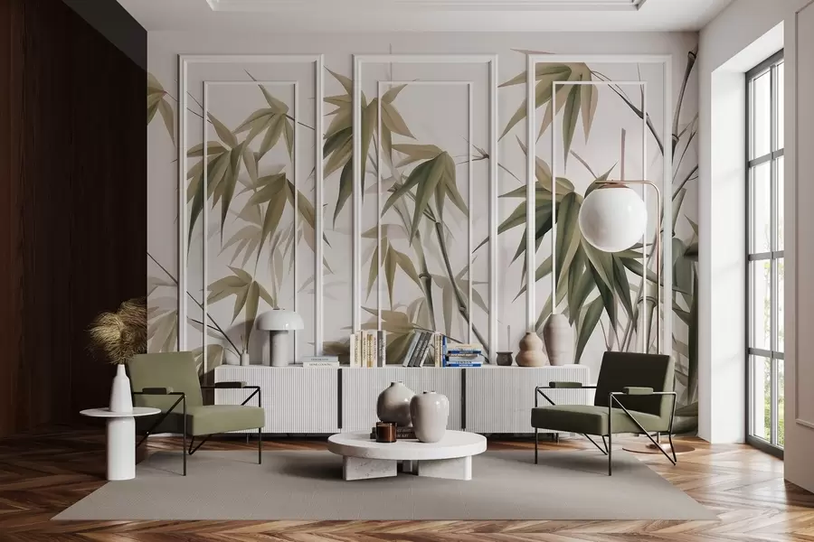 wall murals Бамбус на светлој акварелној позадини w04834v1