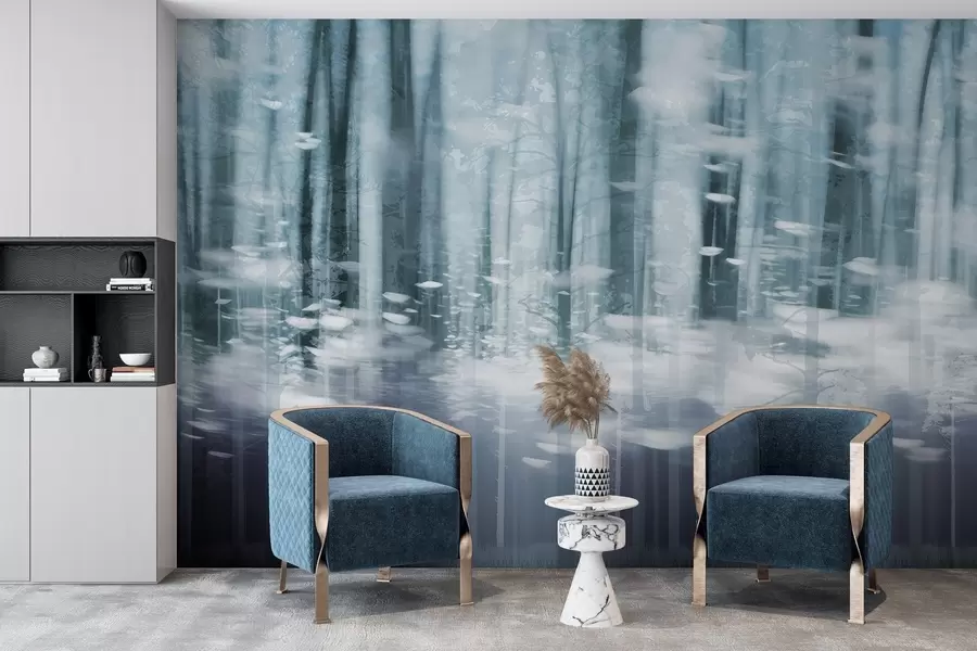 wall murals Стилизована стабла дрвећа у пастелним бојама w04844v1