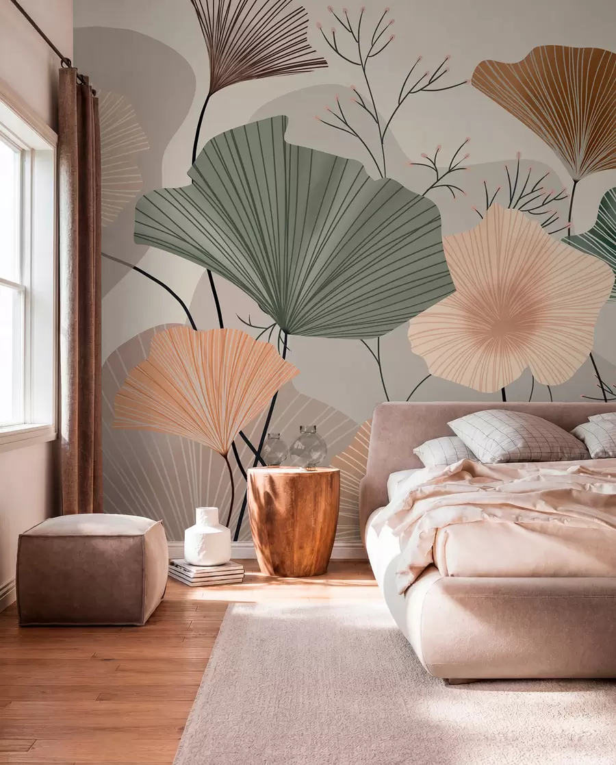 wall murals стилски листови лотоса w04815