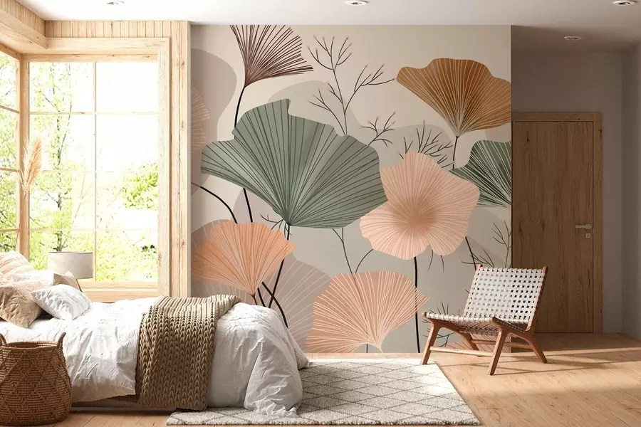 wall murals стилски листови лотоса w04815