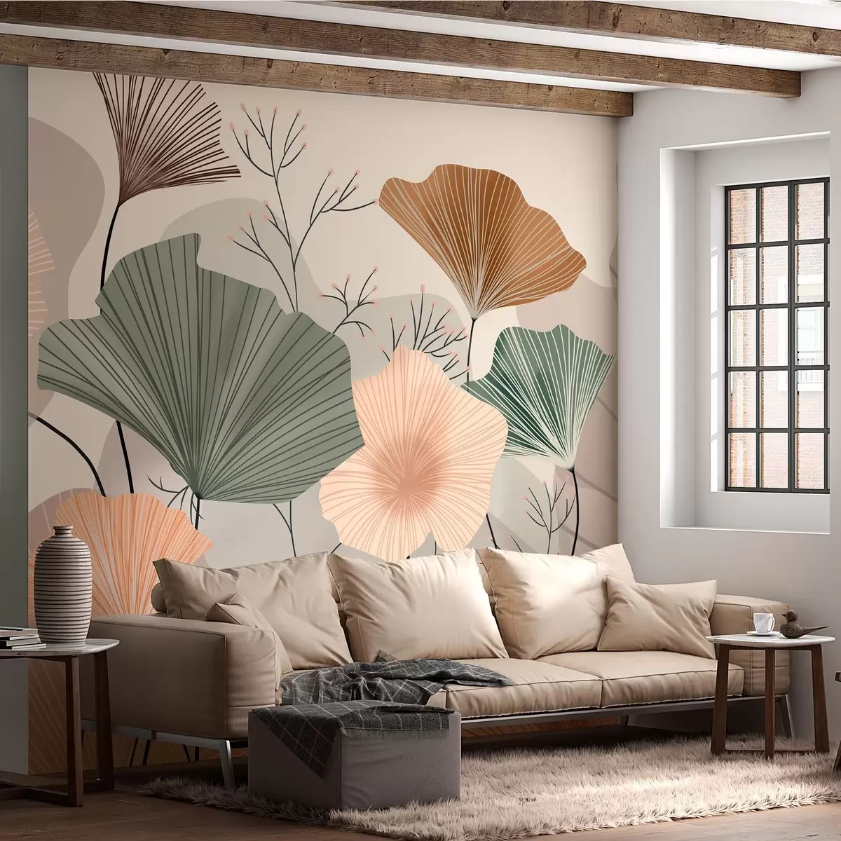 wall murals стилски листови лотоса w04815