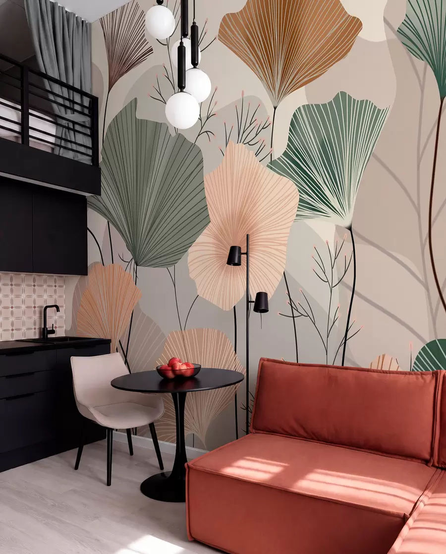 wall murals стилски листови лотоса w04815